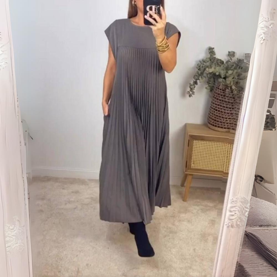 Isaure | Robe D'invitée De Mariage Plissée Moderne Pour Femme | Maxi