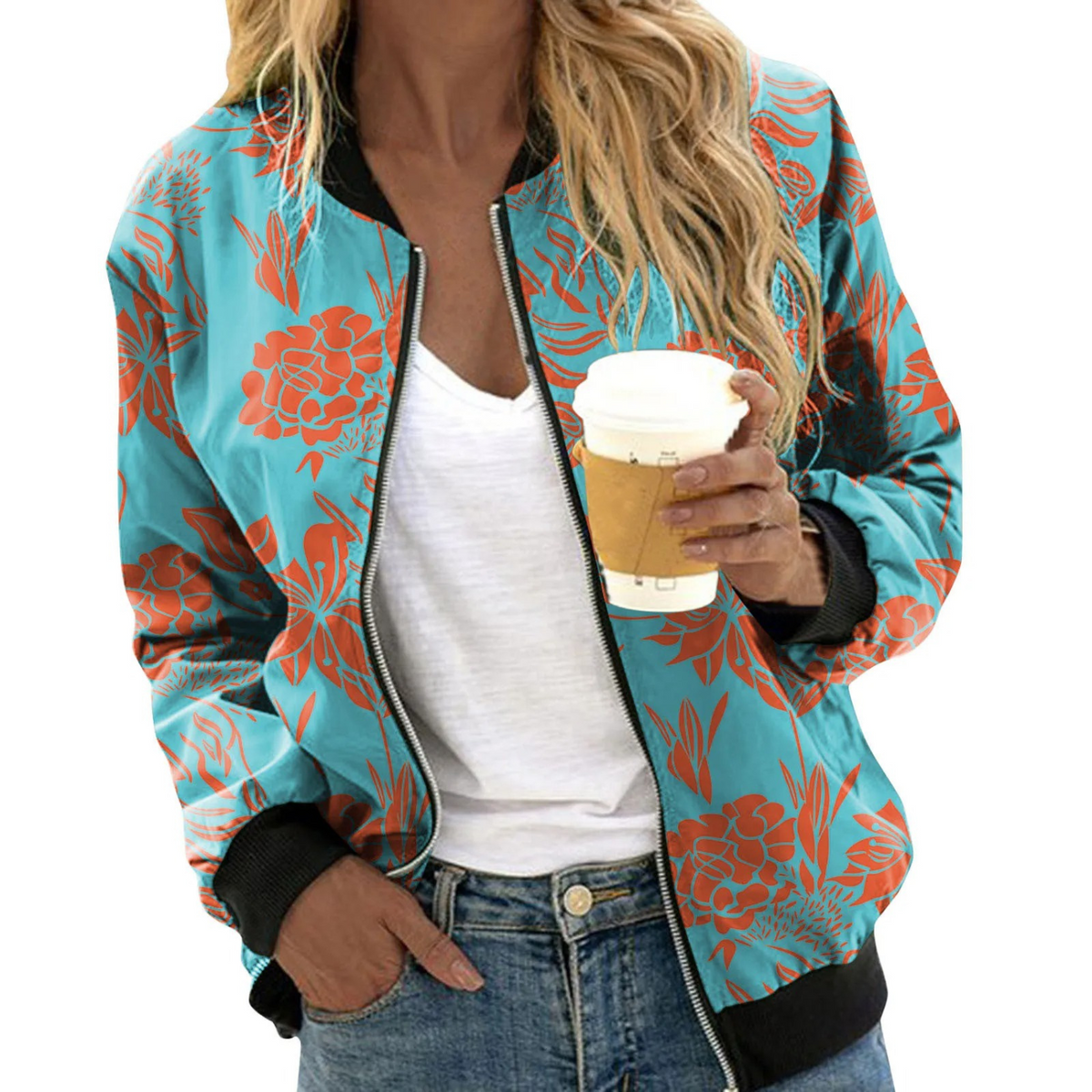 Blouson Bombardier Fleuri Pour Femme | Été