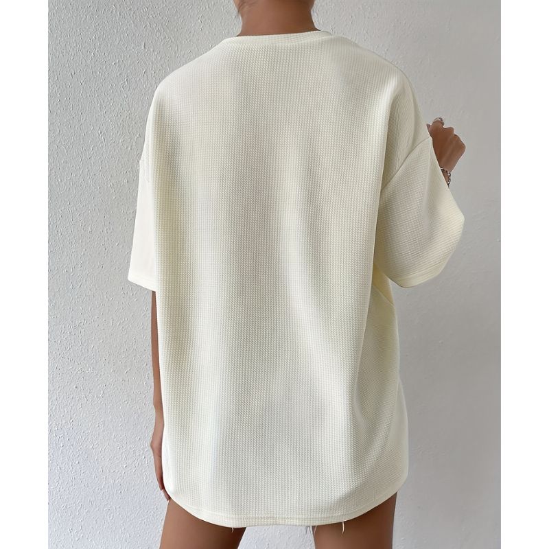 T-shirt à Col Rond avec Motif