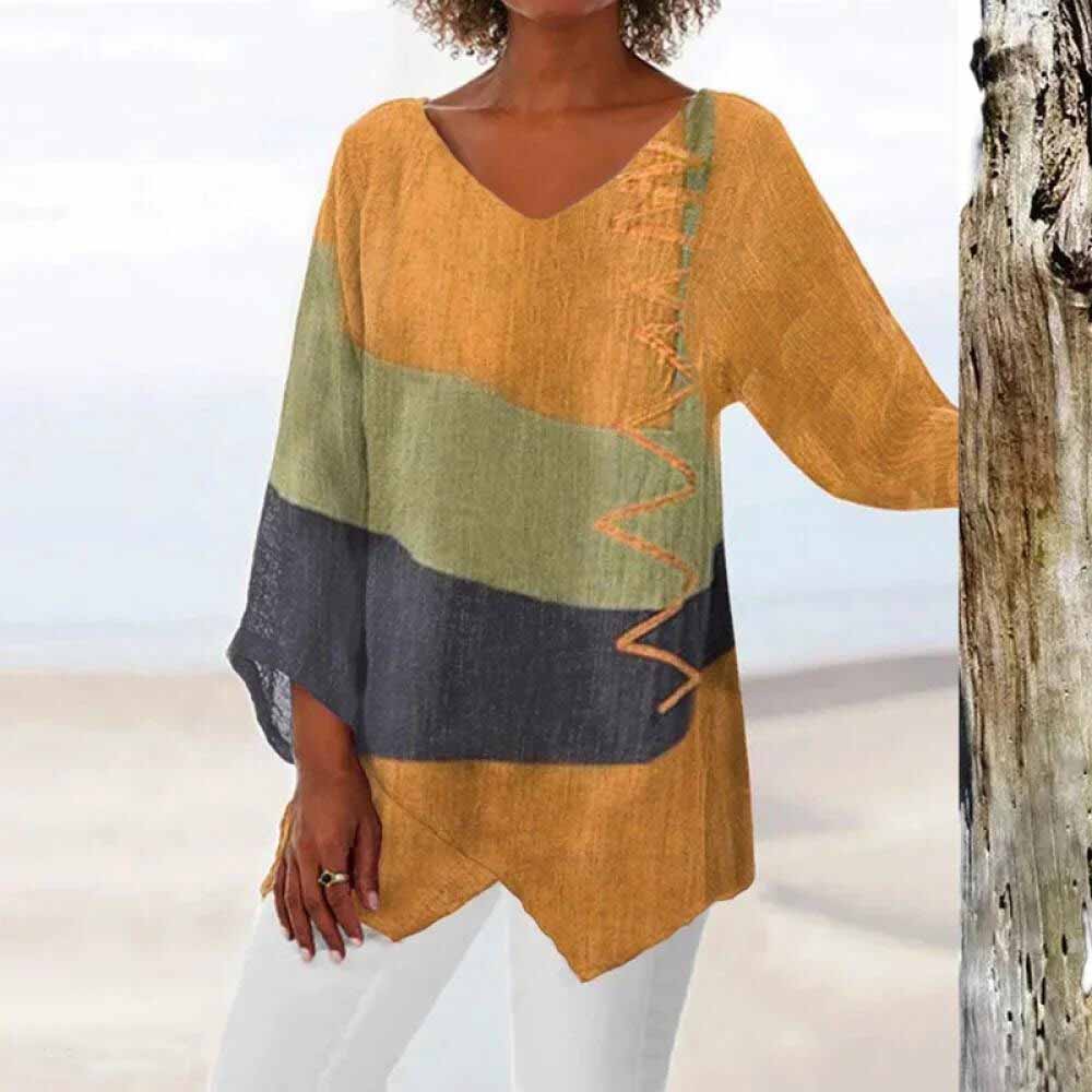 Aelis | Blouse À Blocs De Couleurs Pour Femme | Longues