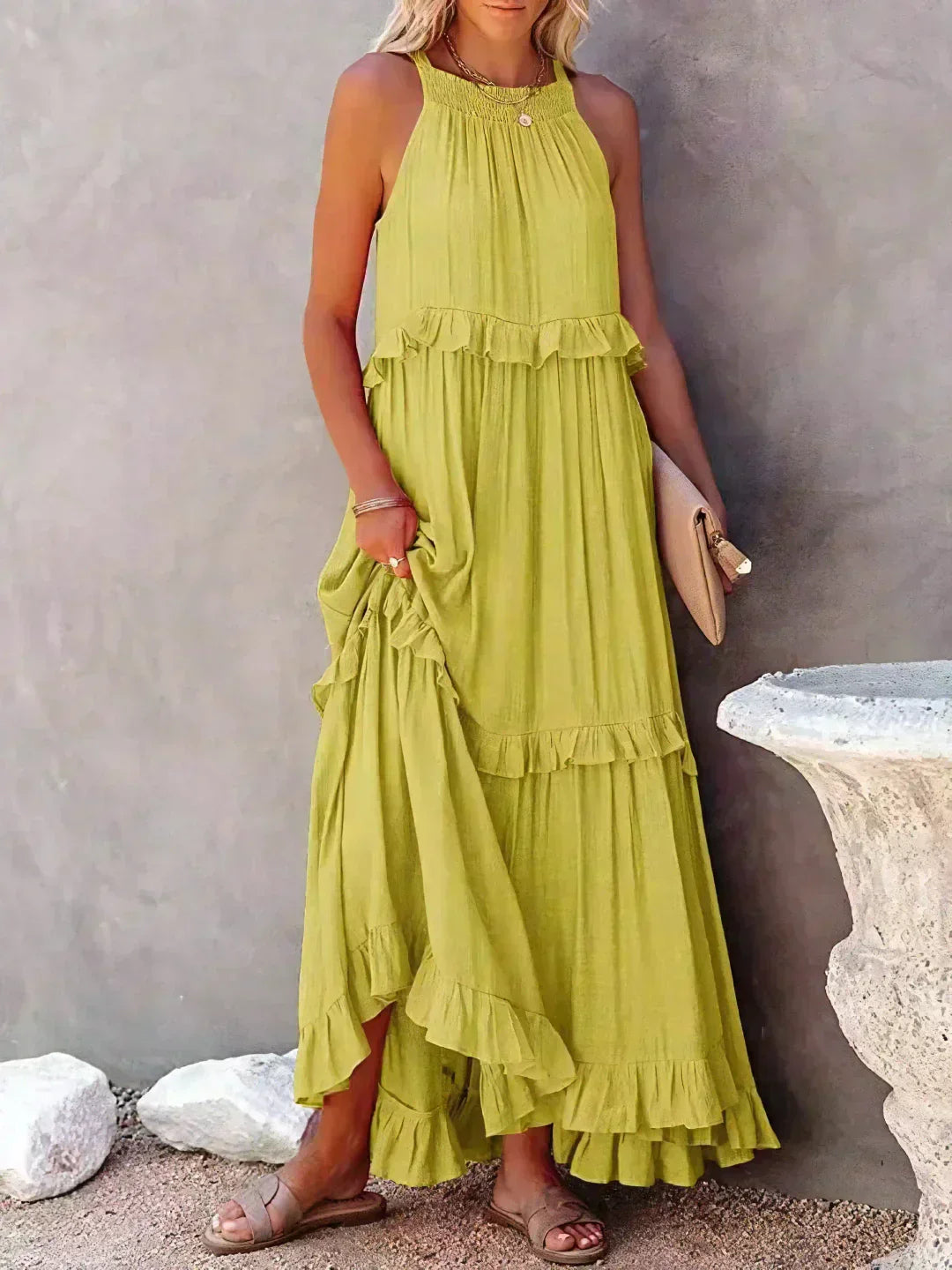 Armelle | Robe d'Été à Volants | Bohème | Sans Manches