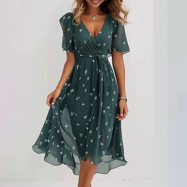 Norine | Robe Enveloppante À Imprimé Floral Pour Femmes | Midi