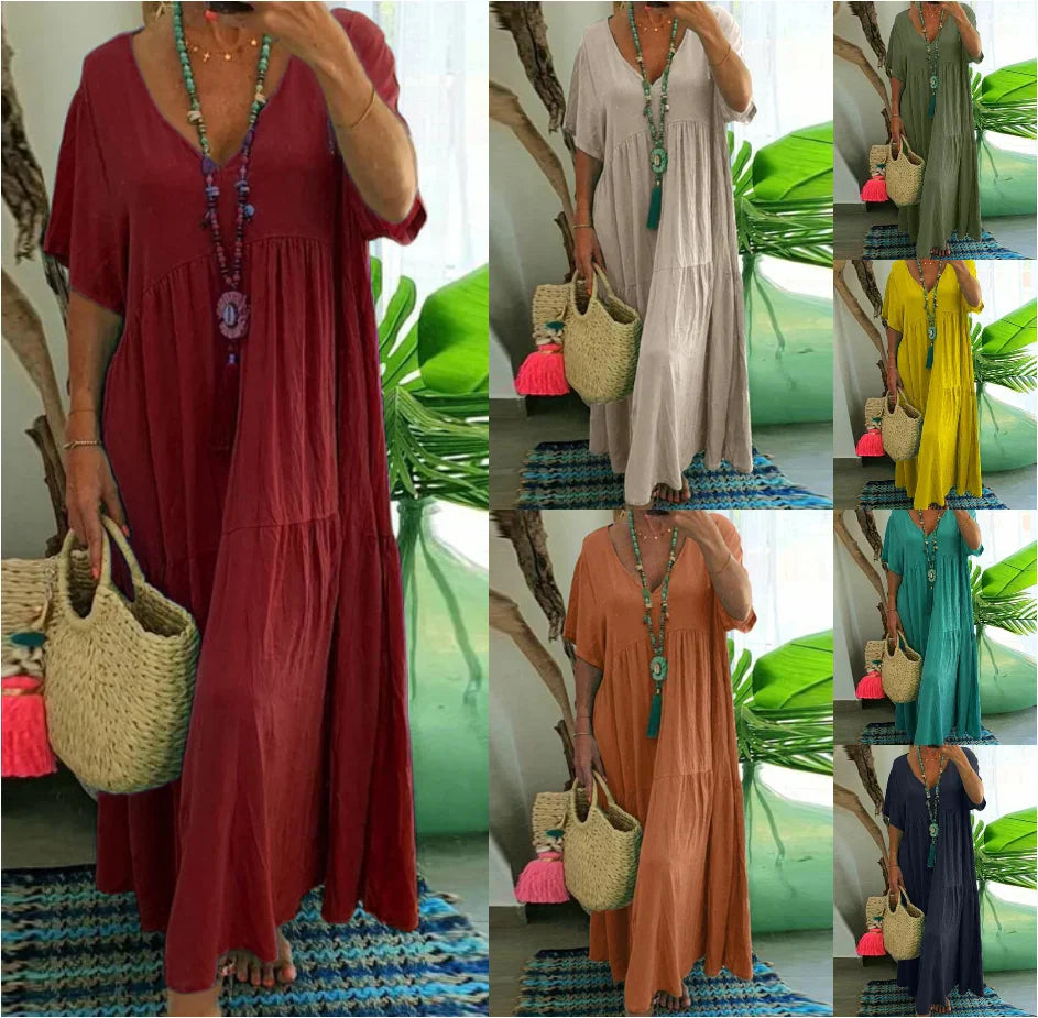 Anseline | Robe de Plage | Manches Courtes | Col V
