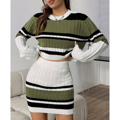 Ensemble Deux Pièces en Maille Rayée