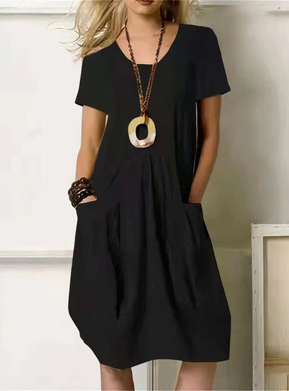 Aimée | Ample Robe à Manches Courtes | Poches