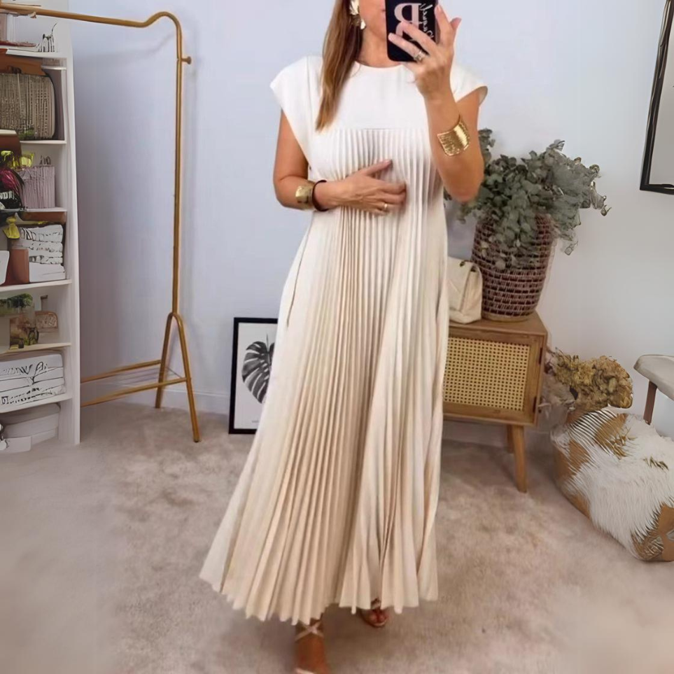 Isaure | Robe Plissée Longue | Sans Manches