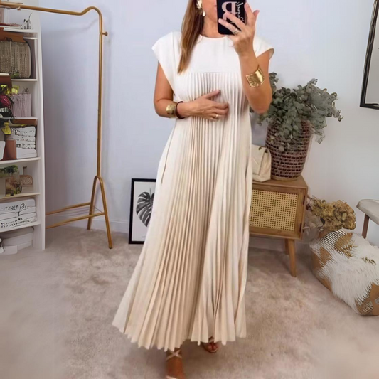 Isaure | Robe Plissée Longue | Sans Manches