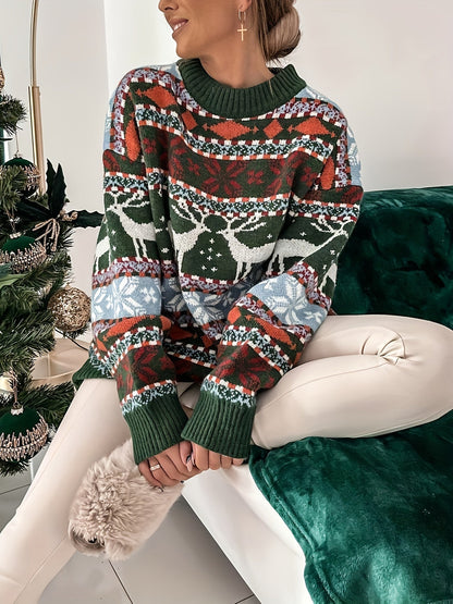 Saphira | Pull Femme Thème Élan De Noël | Chaud