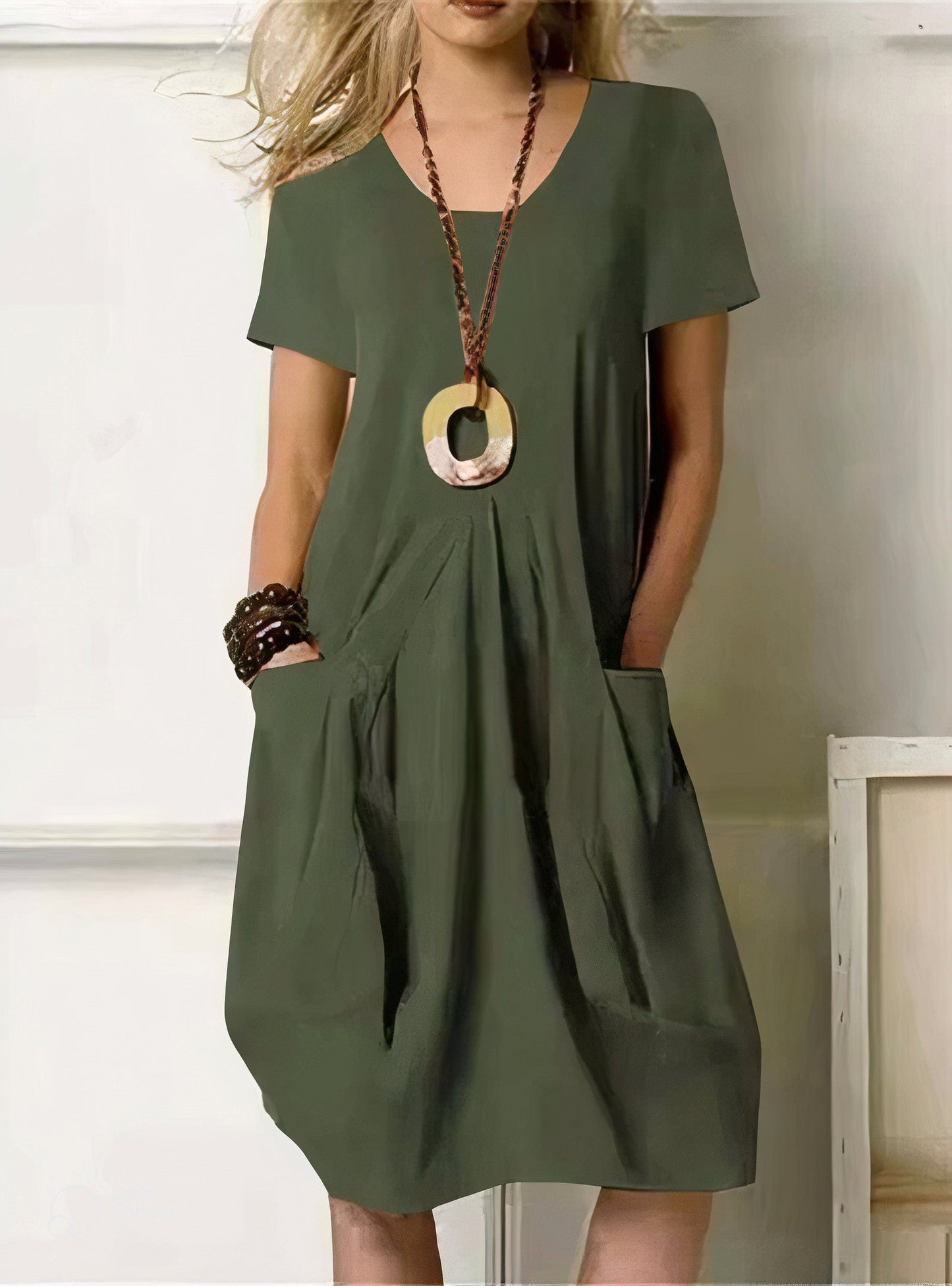 Aimée | Ample Robe à Manches Courtes | Poches