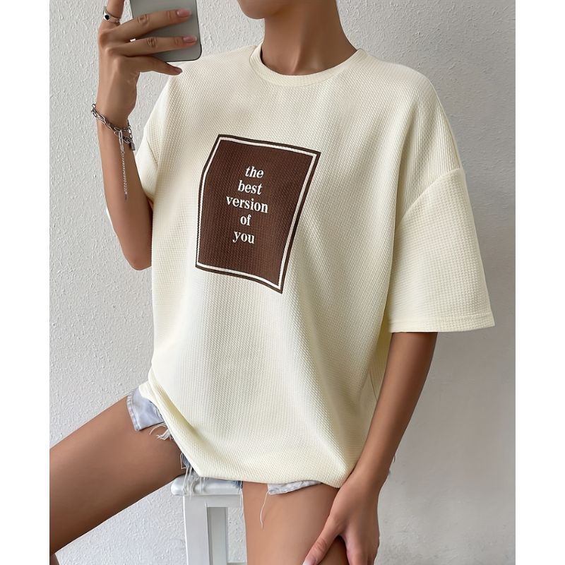 T-shirt à Col Rond avec Motif