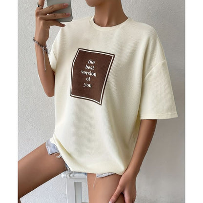 T-shirt à Col Rond avec Motif