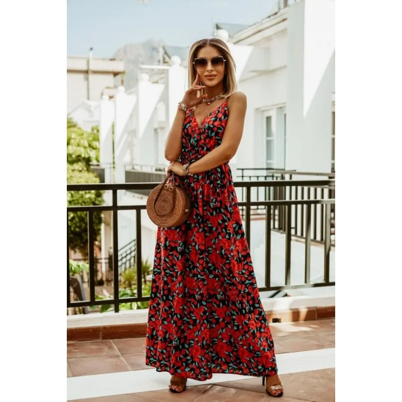 Corentine | Robe De Plage Luxe À Imprimé Fleuri Pour Femmes | Maxi