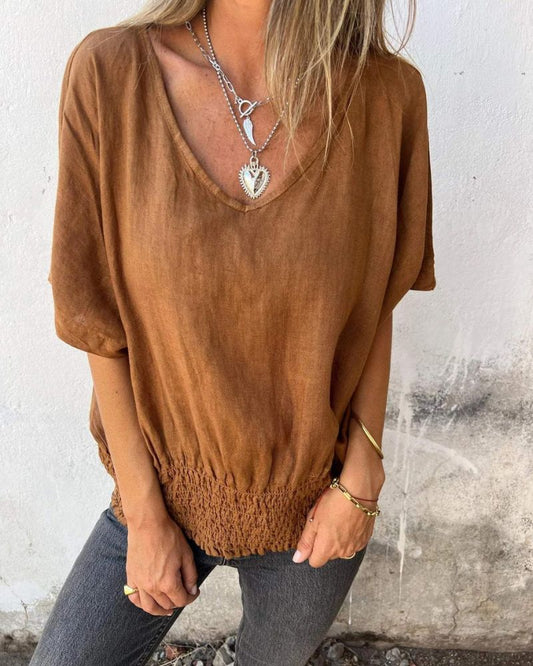 Aubinelle | Blouse Fluide Femme | Décolleté Plongeant