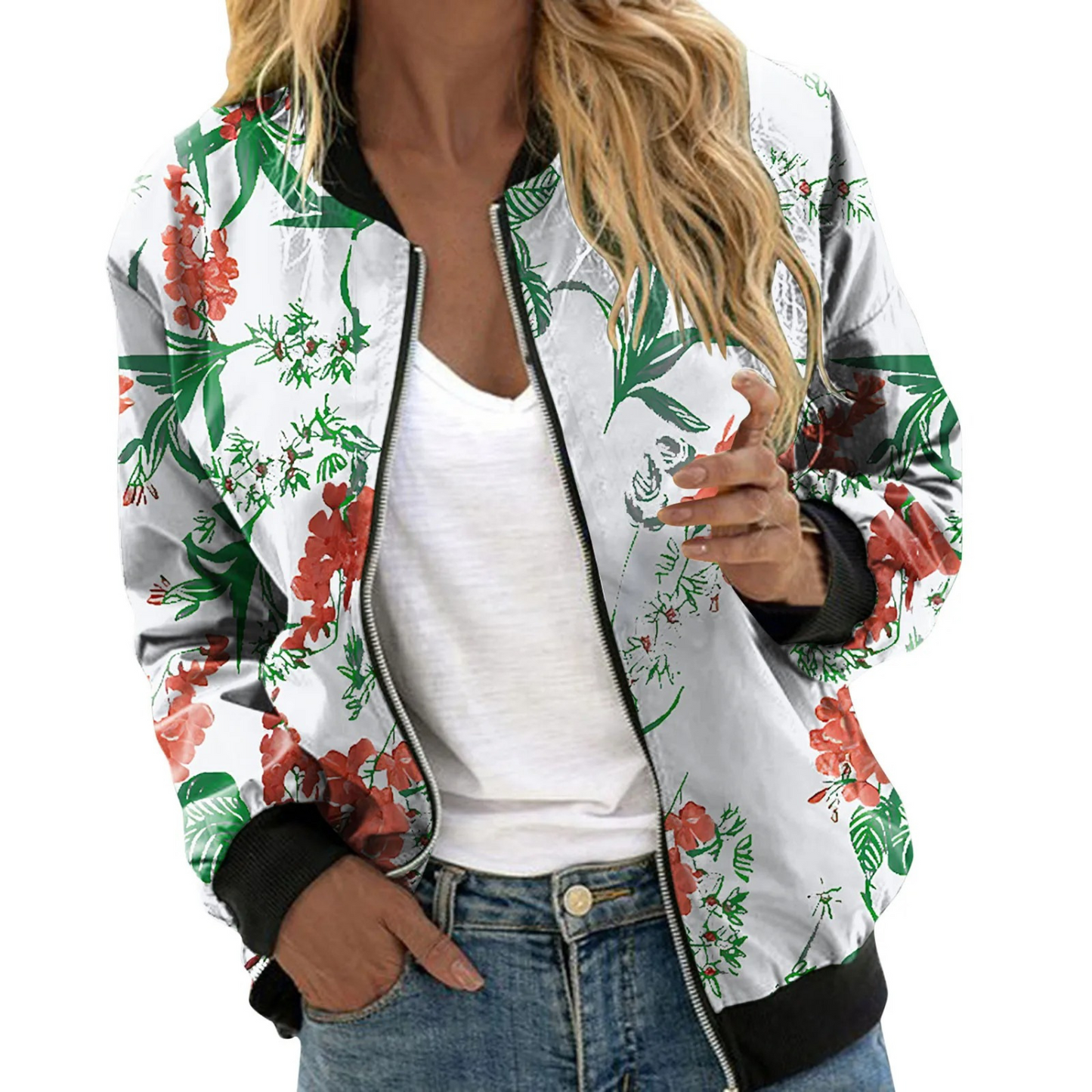 Blouson Bombardier Fleuri Pour Femme | Été