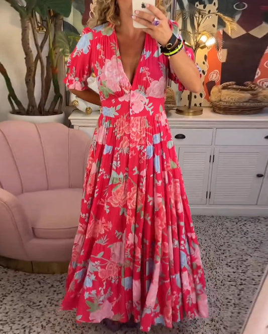 Antoinette | Robe D'été À Col En V Et Imprimé Floral Pour Femme | Maxi