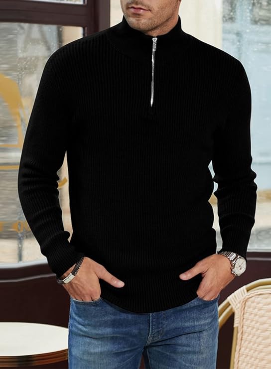 Léandre | Pull Homme Décontracté à Demi-Fermeture Éclair