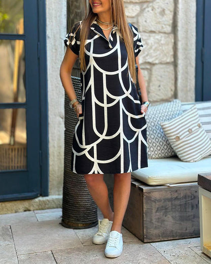Sylvie | Robe Chemise Abstraite Pour Femmes | Midi