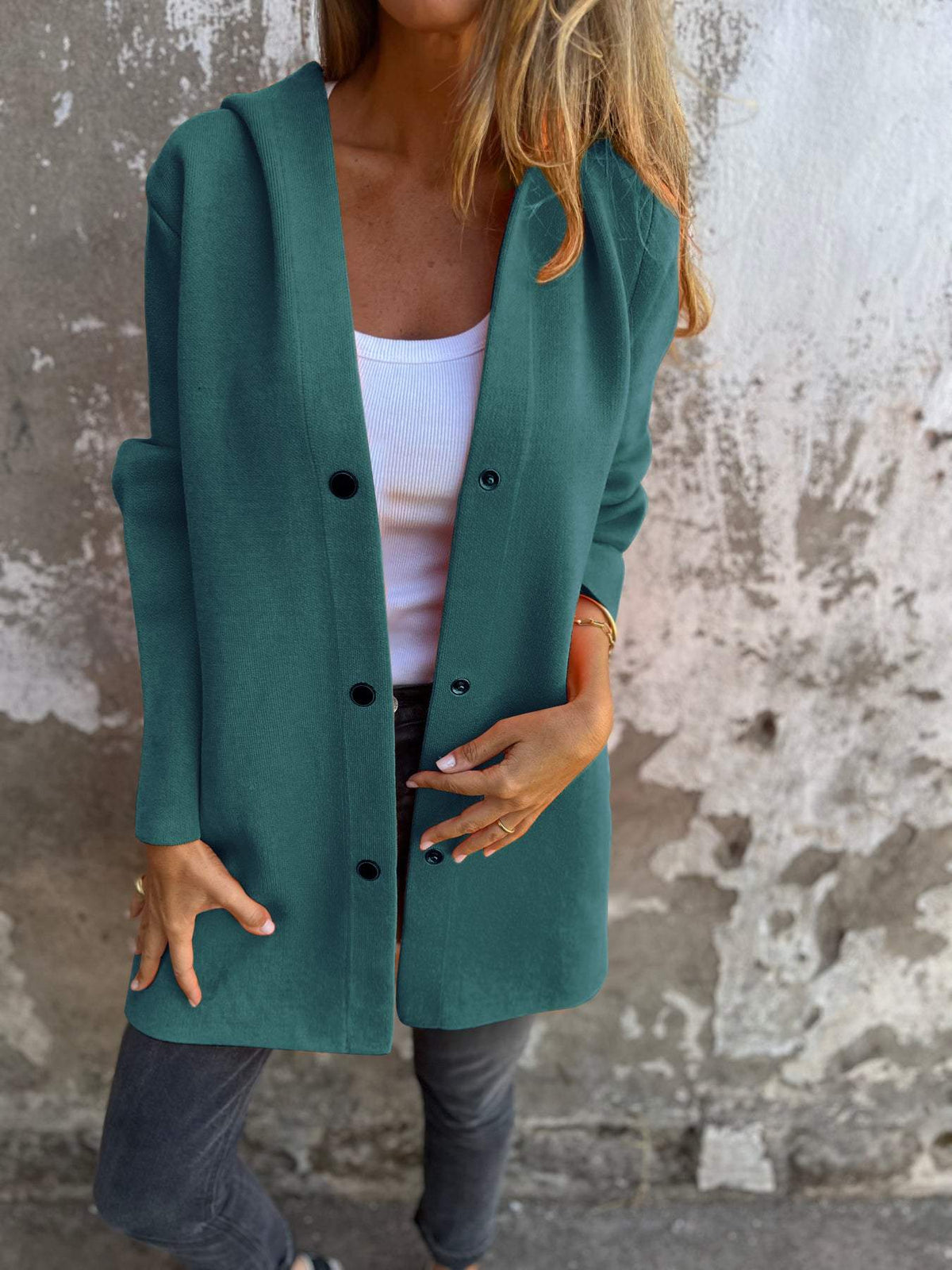 Cordelia | Cardigan Pour Femmes Avec Capuche Et Boutons | Chaud