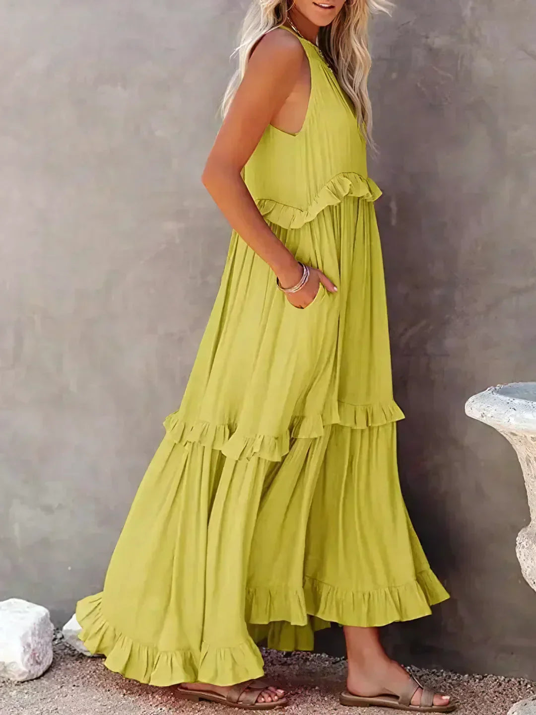 Armelle | Robe d'Été à Volants | Bohème | Sans Manches