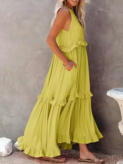 Armelle | Robe d'Été à Volants | Bohème | Sans Manches