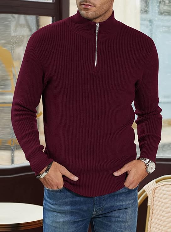 Léandre | Pull Homme Décontracté à Demi-Fermeture Éclair