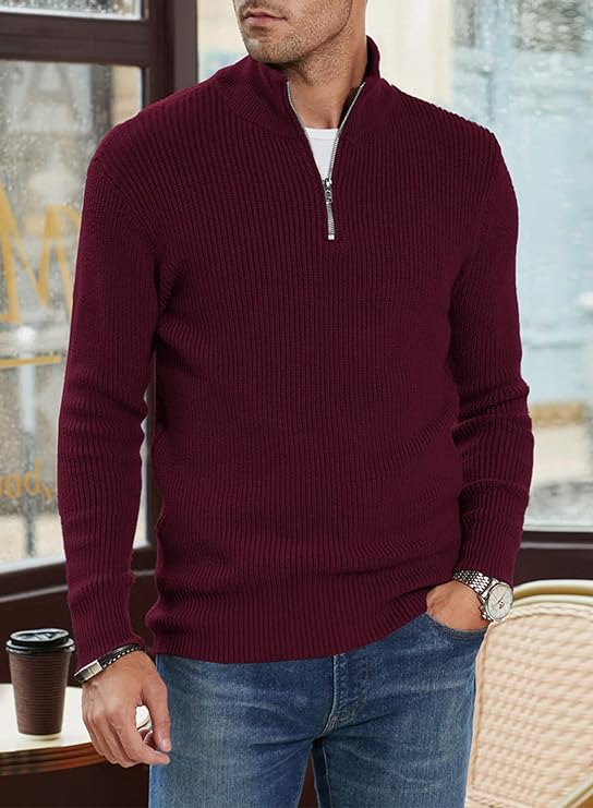 Léandre | Pull Homme Décontracté à Demi-Fermeture Éclair