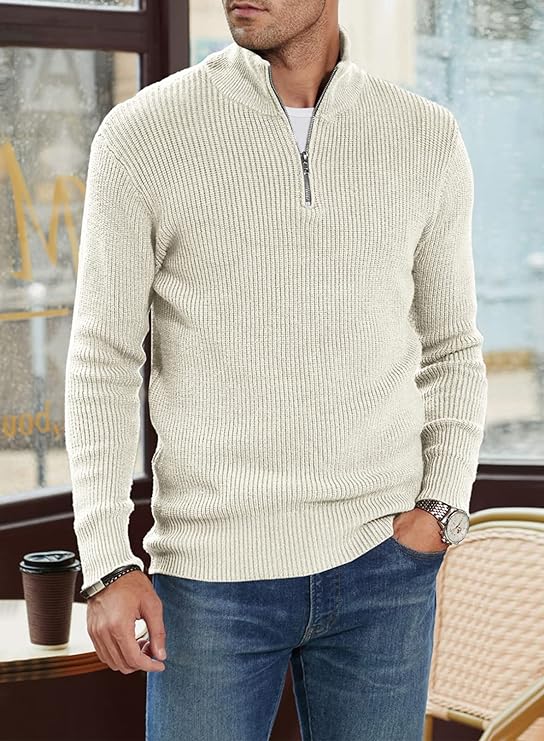 Léandre | Pull Homme Décontracté à Demi-Fermeture Éclair
