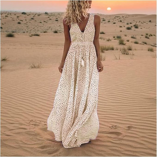 Angéline | Robe de Plage | Bohème | Col en V