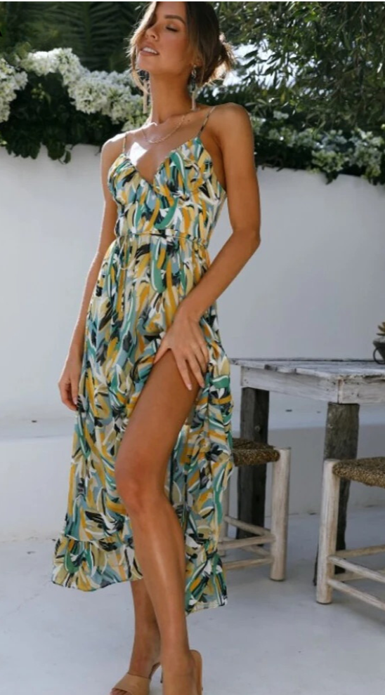 Giselisse | Robe Bretelle Fine | Été | Bohème
