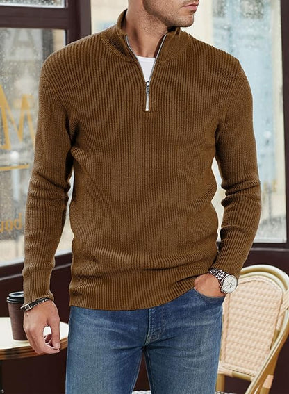 Léandre | Pull Homme Décontracté à Demi-Fermeture Éclair