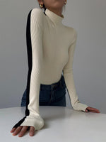Zia | Haut En Maille Bicolore Pour Femme | Manches Longues
