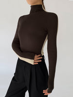 Zia | Haut En Maille Bicolore Pour Femme | Manches Longues