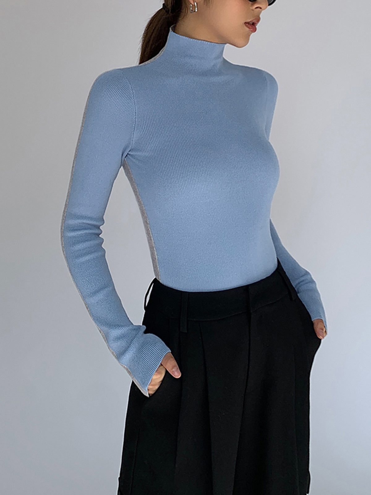 Zia | Haut En Maille Bicolore Pour Femme | Manches Longues