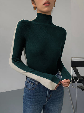 Zia | Haut En Maille Bicolore Pour Femme | Manches Longues
