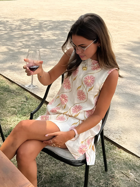 Clémence | Robe Courte Femme | Florale | Sans Manches
