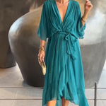 Aceline | Robe Romantique À Col En V Pour Femmes Invitées À Un Mariage | Maxi