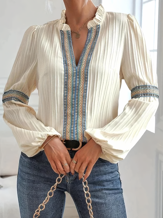Florette | Blouse Blanche | Col En V