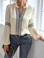 Florette | Blouse Femme À Col V Brodé | Longues