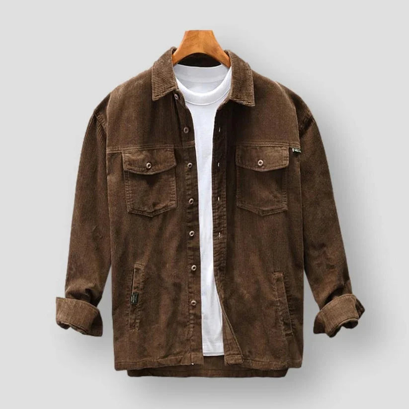 Chemise À Boutons En Velours Côtelé Pour Hommes | Chaude