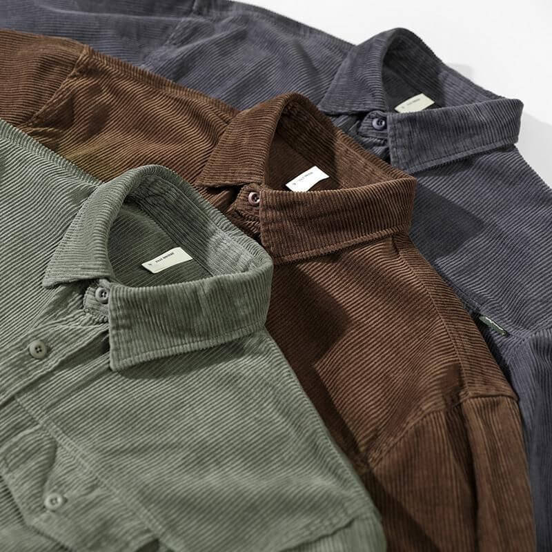 Chemise À Boutons En Velours Côtelé Pour Hommes | Chaude