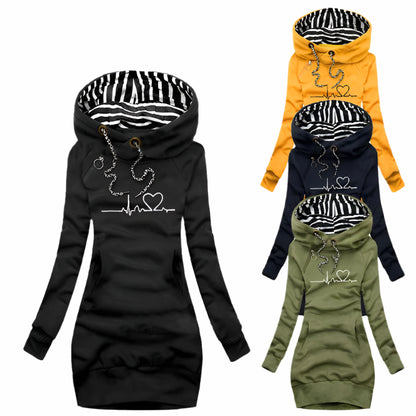 Robe À Capuche À Manches Longues Pour Femmes | Casual