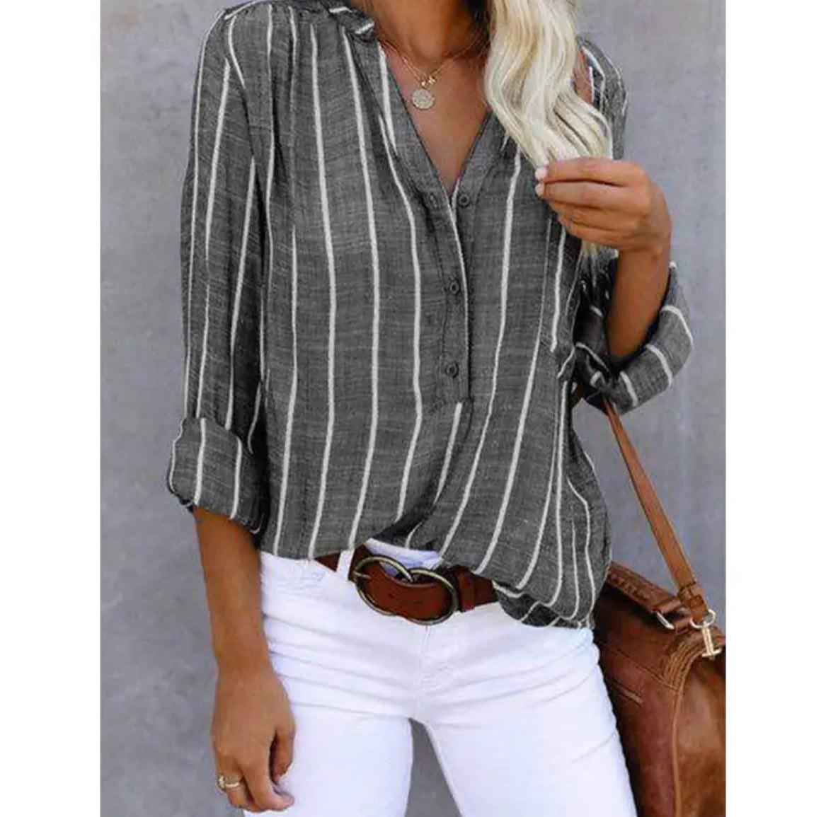 Jacquelina | Blouse Classique Rayée Pour Femme | Longues