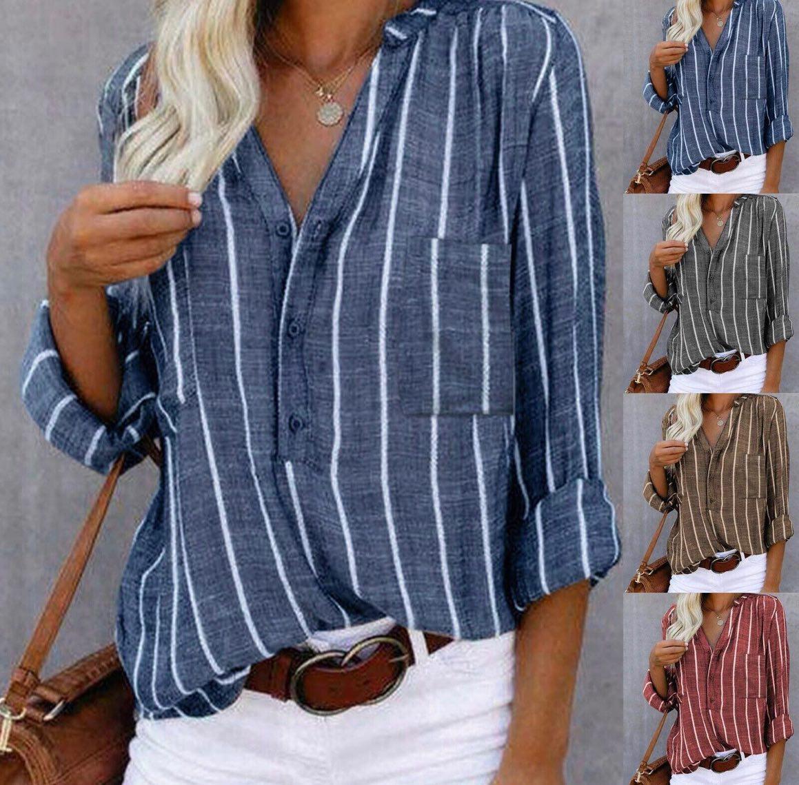 Jacquelina | Blouse Classique Rayée Pour Femme | Longues