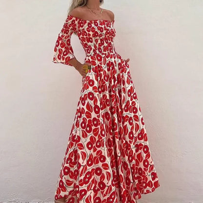 Robe Maxi Imprimée À Épaules Dénudées Pour Femme | Prêt Pour L'été