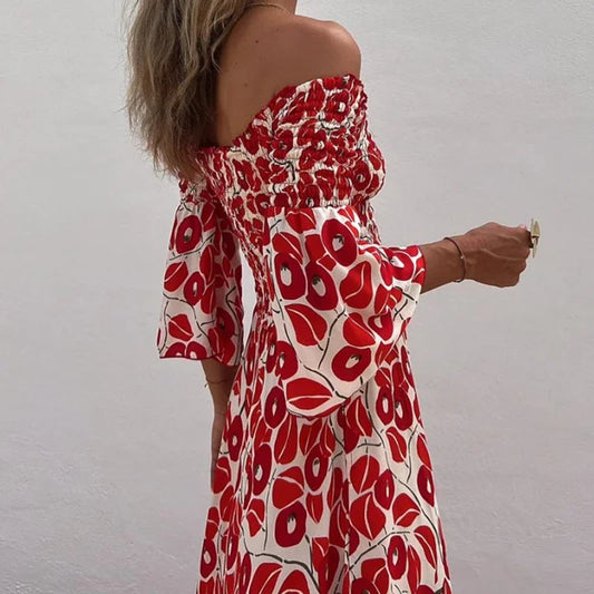 Robe Maxi Imprimée À Épaules Dénudées Pour Femme | Prêt Pour L'été