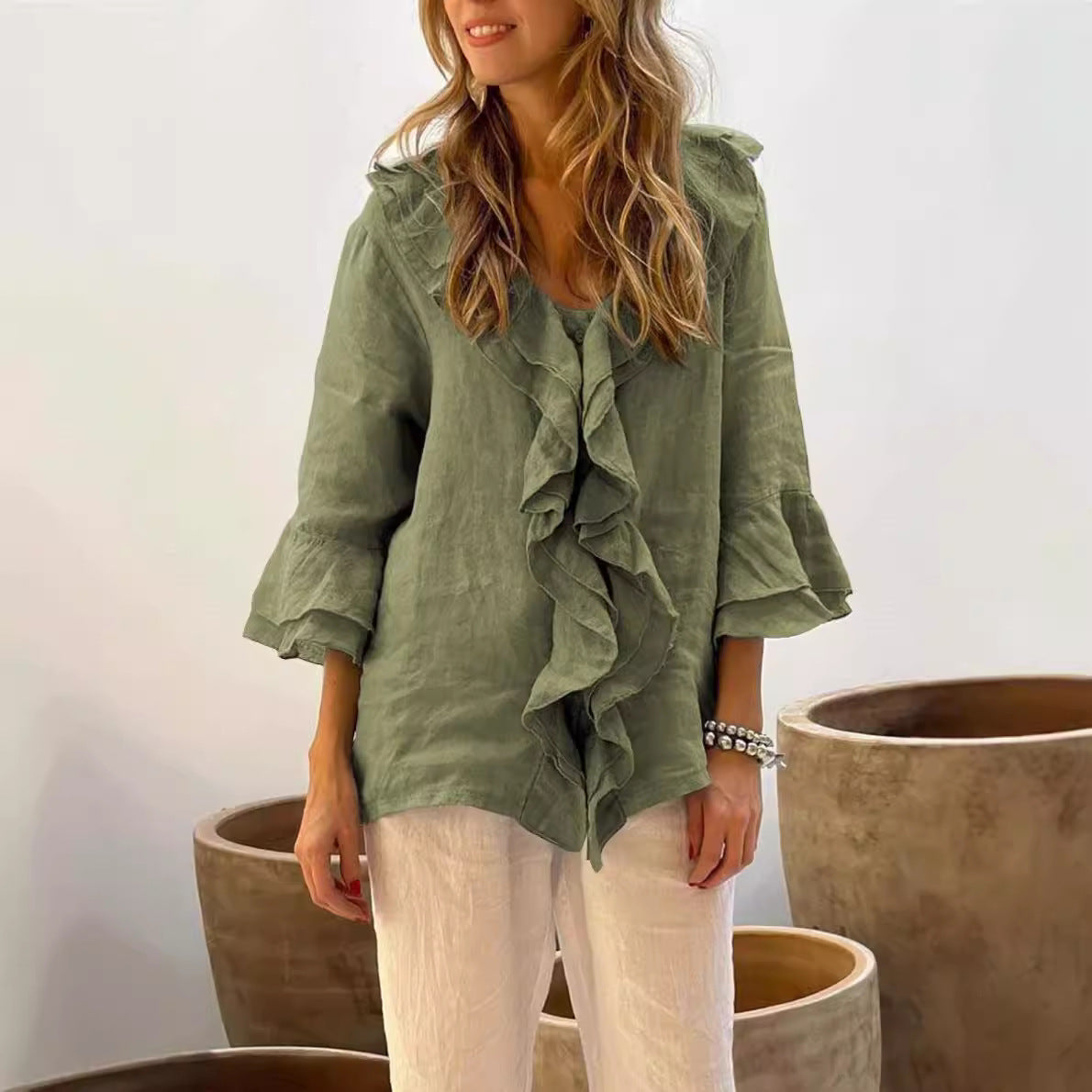 Marjolaine | Blouse Femme Élégante à Volants | Chic