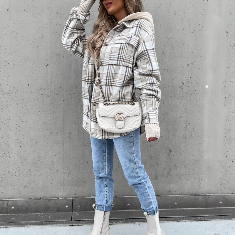 Aella | Manteau Décontracté À Carreaux | Capuche