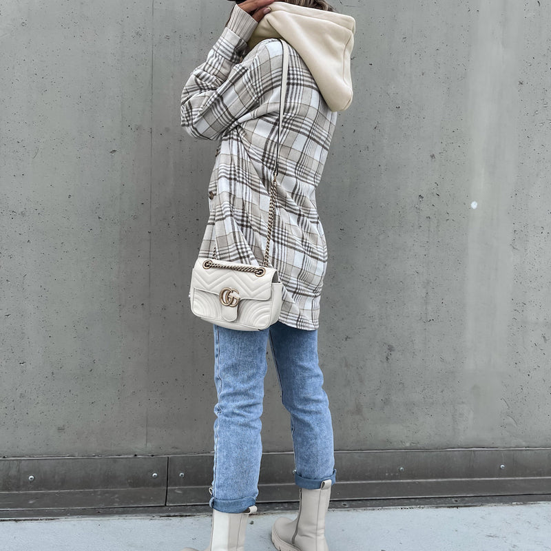 Aella | Manteau Décontracté À Carreaux | Capuche