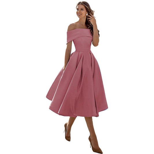 Desarae | Robe Cocktail Mi-Longue | À Épaules Dénudées
