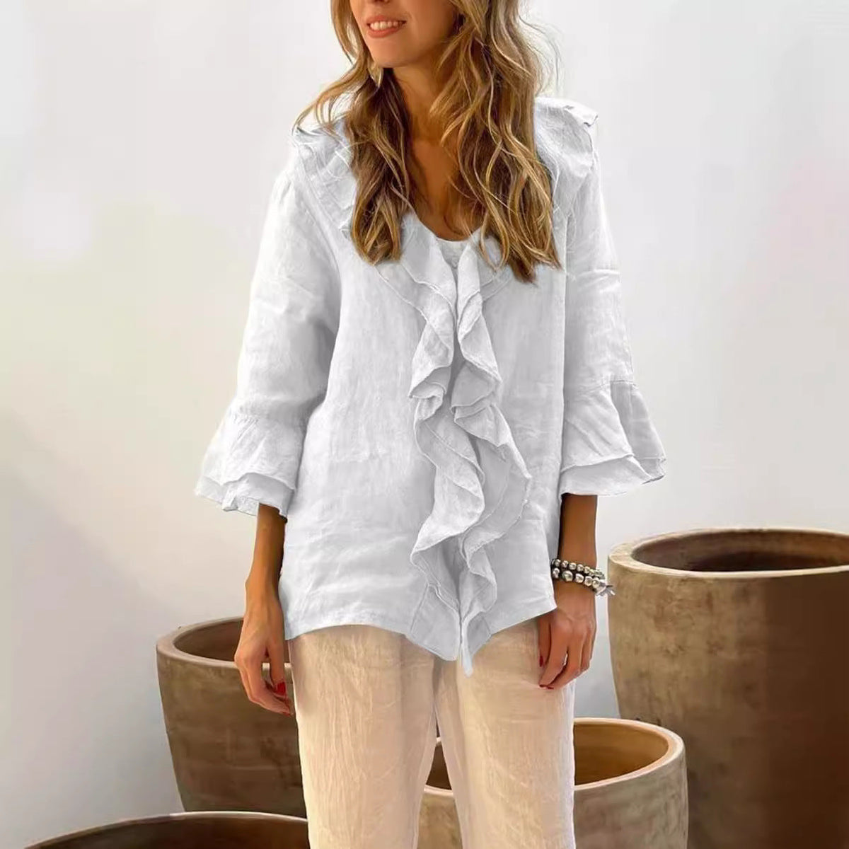 Marjolaine | Blouse Femme Élégante à Volants | Chic